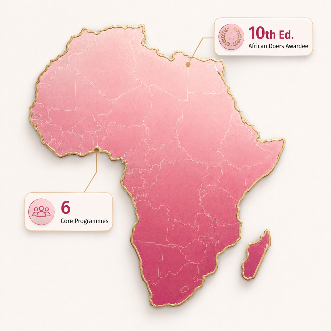 Africa map with programme statistics